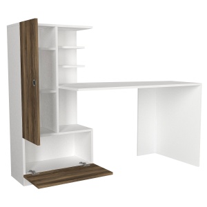 Birou, Edge Design, UnicUtil, 149.5 x 60 x 120 cm, Alb și Maro - Img 9