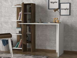 Birou, Elegant Space, UnicUtil, 116.7 x 45 x 120 cm, Alb si Maro - Img 8