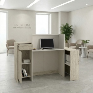 Birou receptie, Sayanora Front Desk, UnicUtil, Travertin Crem, 150 cm - Img 7