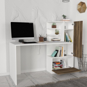 Birou, Smart BrownSpace, UnicUtil, 149.5 x 60 x 120 cm, Alb si Maro - Img 4