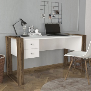 Birou Spațios, Urban Workspace, UnicUtil, 155 x 60 x 72 cm, Alb-Maro, UUDESK01 - Img 2