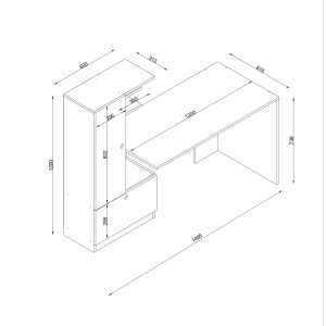 Birou, WhiteEdge Design, UnicUtil, 149.5 x 61.8 x 120 cm, Alb, UUDESK16 - Img 8
