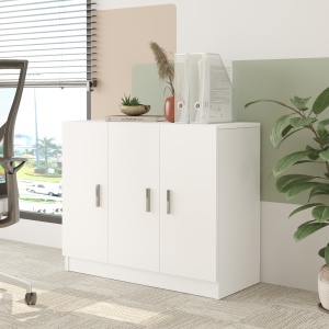 Comoda cu 3 usi UnicUtil Alb pentru birou 89.1 x 38.1 x 73.8 cm