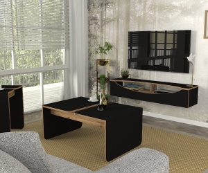 Comodă televizor Urban Elegance, 120 x 29.6 x 23.8, Negru, UnicUtil - Img 3