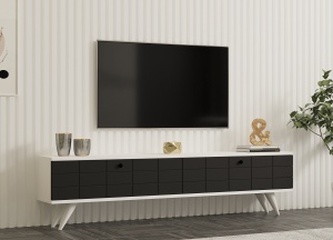 Comoda TV, Alberi Anthracite, UnicUtil, Antracit-Alb, Lățime: 160 cm, Înălțime: 35 cm, Adâncime: 25 cm