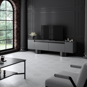 Comoda TV, Bohem Anthracite, UnicUtil, Antracit-Negru, Lățime: 180 cm, Înălțime: 50 cm, Adâncime: 30 cm - Img 5