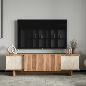Comoda TV, Diana Travertine, UnicUtil, Travertin-Nuc, Lățime: 180 cm, Înălțime: 50 cm, Adâncime: 33 cm - Img 3