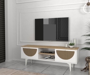 Comodă Tv Modern Fusion, 150 x 35 x 52.8 cm, Alb-Maro, UnicUtil - Img 5