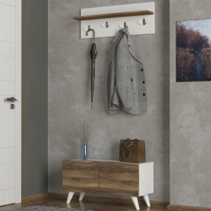 Cuier Multifunctional cu Pantofar, Strike Stand, UnicUtil, 80 x 31.3 x 71 cm, Alb-Maro, UUORG39 - Img 2