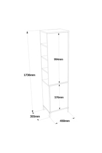 Dulap multifuncțional Alb 45x35.5x173.6 cm, PAL melaminat — Wilma 1, UnicUtilY - Img 5