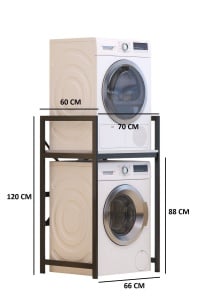 Dulap pentru mașina de spălat, C7 White, UnicUtil, Alb-Negru, Lățime: 70 cm, Înălțime: 116 cm, Adâncime: 60 cm - Img 3