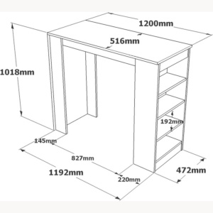 Masă de bucătărie Alb 120x51.6x101.8 cm, PAL melaminat, Harwick 1, UnicUtilY - Img 2