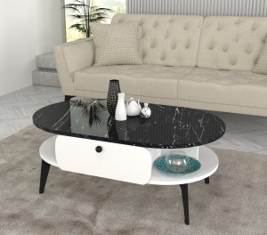 Masa de Cafea Bold Statement, UnicUtil, 100 x 60 40 cm, Alb-Negru, UUMC13 - Img 1