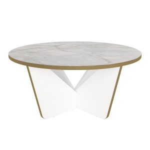 Masă de cafea, Marble Elegance, UnicUtil, 75x75x35 cm, Alb-Auriu - Img 4