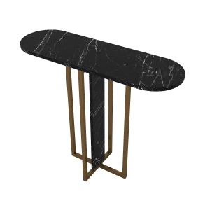 Masă decorativă Boressi din pal melaminat cu finisaj Black Marble, eleganță modernă pentru interior rafinat, 90 x 29.6 x 75 cm - Img 8