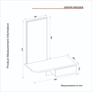 Masă decorativă Grovia din pal melaminat alb cu oglindă, design elegant și funcțional, 60 x 29.6 x 81.8 cm - Img 2