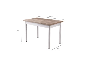 Masă extensibilă UnicUtil, Stejar-Alb, Lățime 110 cm, Înălțime 75 cm, Adâncime 70 cm - Img 3