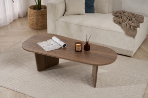 Măsuţă de cafea, Ovalis Walnut, UnicUtil, Nuc, Lățime: 130 cm, Înălțime: 40 cm, Adâncime: 65 cm - Img 4