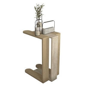 Măsuță laterală Maysa din pal melaminat finisaj travertin, compactă și practică pentru decor modern, 45 x 30 x 58.6 cm - Img 7