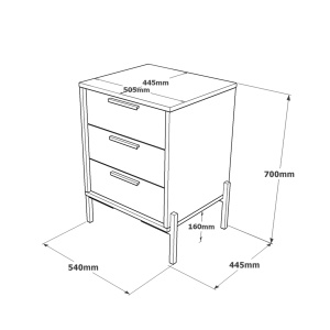 Noptiera cu sertare UnicUtil Nuc - Gri cu fronturi aspect beton 54 x 44.5 x 70 cm - Img 5