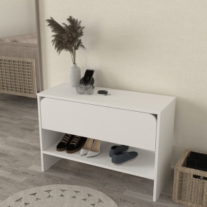 Pantofar Clementine din pal melaminat alb, design modern pentru depozitarea încălțămintei, 90 x 35 x 61.9 cm