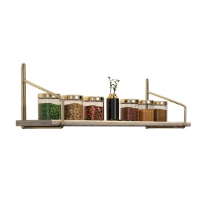 Raft perete, Timber Base, UnicUtil, 60 x 15 x 15 cm, Auriu Maro - Img 2