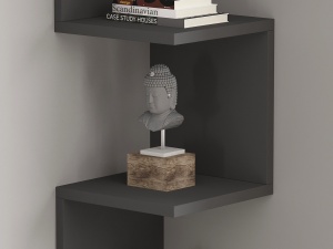 Rafturi perete, Simple Form, UnicUtil, 105 x 25 x 25 cm, Gri - Img 4