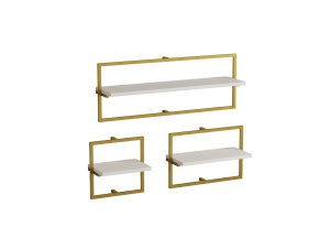 Rafturi perete, Smooth Finish, UnicUtil, 80 x 30 x 20 cm, Alb Auriu - Img 2