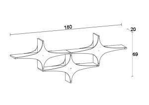 Rafturi perete, Strong Timber, UnicUtil, 180 x 69 x 20 cm, Negru Alb - Img 3