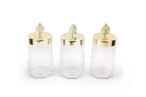 Set 6 recipiente condimente, UnicUtil, Spacious Durable, Transparent, Auriu, - Img 2