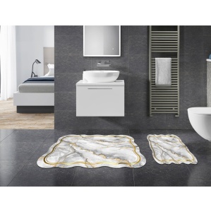 Set covorase baie 2 piese, Deluxe Soft, UnicUtil, Gri - Img 1