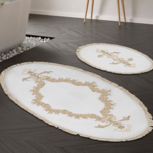 Set covorase baie 2 piese, Sophisticated Texture, UnicUtil, Cream - Img 1