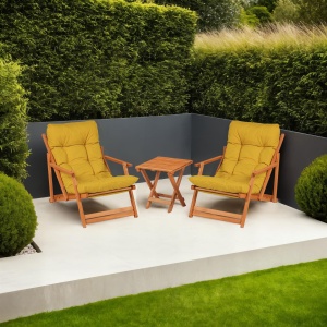Set Gradina - Masa si Scaune (3 Bucati), Bundle echo, UnicUtil, Culoarea Galben Natural - Img 1