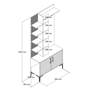 Stand de hol, Viyana D, UnicUtil, Nuc-Antracit, Lățime: 90 cm, Înălțime: 200 cm, Adâncime: 35 cm - Img 6