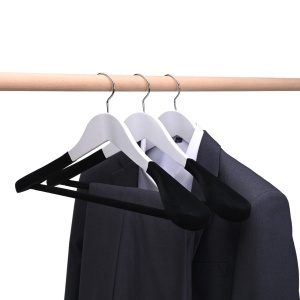 Umeraș anti-alunecare din lemn cu carlig metalic si bara pentru pantaloni, Alb, 1 bucata - Img 6