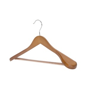 Umeraș de lux din lemn de fag cu umeri lați și design modern, pentru Costum/Tricouri, Natur, 1 bucata - Img 3