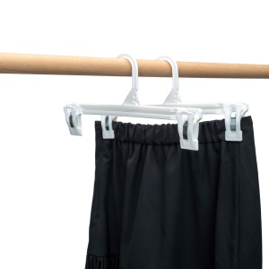 Umeraș din Plastic cu clipsuri, pentru pantaloni/fuste, Alb, 1 bucata - Img 2