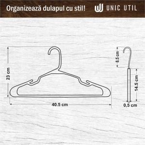 Umeraș din Plastic cu design ergonomic, pentru tricouri, Alb, 1 bucata - Img 5