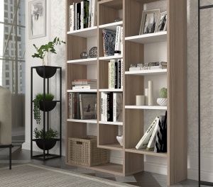 Biblioteca, Geo Space, UnicUtil, 94.2 x 22 x 139.5 cm, Alb-Maro - Img 4