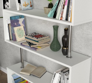 Biblioteca, Geometric Haven, UnicUtil, 90 x 25 x 129 cm, Alb - Img 4