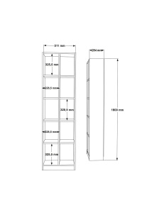 Bibliotecă înaltă cu 10 rafturi, 51.1x25.4x180 cm, Alb, PAL melaminat, UnicUtil - Img 6
