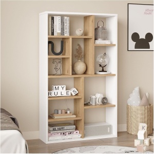 Bibliotecă îngustă, Korrion 1, UnicUtil, 75 x 22 x 123.6 cm, Alb