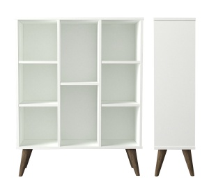 Bibliotecă, Open Charm, UnicUtil, 91 x 29.5 x 113.6 cm, Alb, UUBIB08 - Img 3