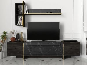 Biblioteca pentru Living Luxury Edition UnicUtil , 180 x 32 x 115 cm, Negru - Img 1