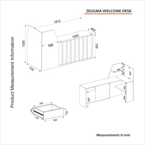 Birou de recepție Zeugma cu LED - Finisaj Travertin Crem - Img 2