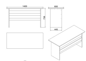 Birou de studiu, Vo1 Ba, UnicUtil, Nuc-Antracit, Lățime: 140 cm, Înălțime: 73,8 cm, Adâncime: 60 cm - Img 2