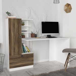 Birou, Edge Design, UnicUtil, 149.5 x 60 x 120 cm, Alb și Maro - Img 4
