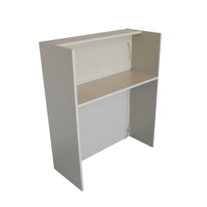 Birou recepție Karibu din pal melaminat, culoare Sandstone - Crem Nisipiu cu iluminare LED – modern și sofisticat, 90 x 40 x 110.3 cm - Img 9