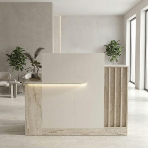 Birou receptie, Sayanora Front Desk, UnicUtil, Travertin Crem, 150 cm - Img 4