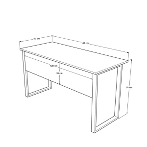 Birou UnicUtil Stejar cu structura metalica neagra 140 x 60 x 73 cm - Img 6